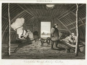 Kamchatka hydda (yttersta östra halvön i Ryssland) och transportsläde, cirka 1810 av Unbekannt