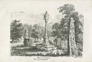 Ilam-kyrkan - antika kors: litografi, 1849 av Unbekannt
