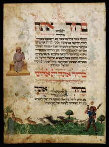 Illustration av harejakt från Ashkenazi Haggadah av Unbekannter Künstler