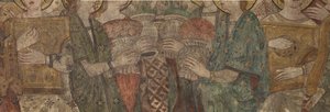 Interiör. Norra korsningen. Altare (Altar de las pinturas murales). Original från huvudkapellet. Väggmålningar (fresk?). Detalj. Slutet av 1300-talet. av Unbekannt