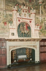 Interiör, detalj av en öppen spis, Cardiff Castle, Wales, ca 1875 (foto) av Unbekannt