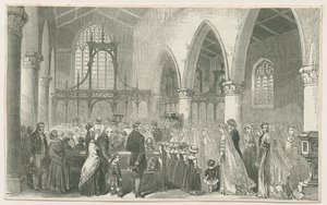 Interiör av Trentham Church: träsnittsgravyr och [1800-talet] av Unbekannt