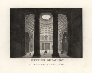 Interiör av Pantheon som visar kupolen och oculus, Rom av Unbekannt