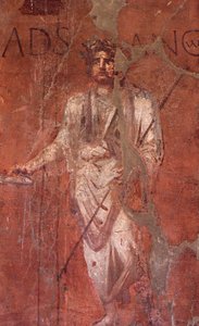 Italien: Arkeologisk plats i Pompeji vid foten av Vesuven: väggfresk av William M. Timlin