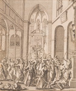 Slagsmålsscen i en kyrka av Unbekannter Künstler