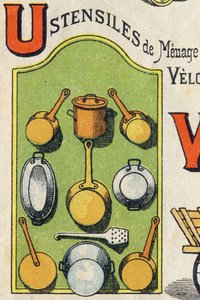 Bokstaven U. Cocote, spis, ekorre, kastrull... Gravyr i "ABC Toys". Epinal avbildning i kromolitografi, ca 1890. Litet häfte om 8 sidor. Mått: 195x135mm, avsedd att ta emot annons i 4:e omslaget. Används hemma, den erbjuder en lysande ab av Unbekannt