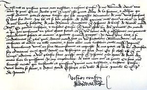 Brev från kung Edvard IV till Frans II, hertig av Bretagne, där han ber om hjälp för att återupprätta sitt rike, skrivet i Saint-Pol den 9 januari av Unbekannt