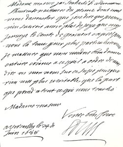 Brev från Ludvig XIV till Maria av Modena, där hon gratulerar henne till födelsen av en prins, James Edward, Prince of Wales av Unbekannt