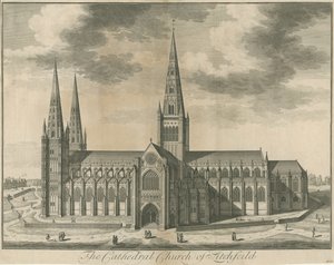 Lichfield Cathedral - South View: gravyr, nd [c 1730] av Unbekannt