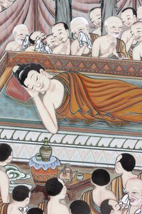 Buddhas liv Efter 45 år av undervisning i Dharma, gick Buddha till Parinirvana, Seoul, Coree du Sud av Unbekannt