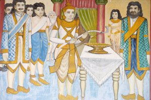 Buddhas liv Prins Siddhartha Gautama blev en mästare av svärdspel, brottning och bågskytte, Siem Reap, Kambodja av Unbekannt