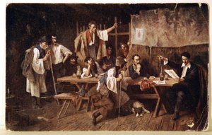 Litteratur. Den ungerske poeten Petofi, ca 1848 Vykort, Ungern, ca 1900 (vykort) av Unbekannter Künstler
