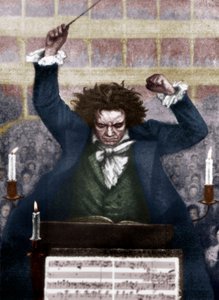 Ludwig van Beethoven dirigerar med batong - av Katzaroff. tysk kompositör av Unbekannt