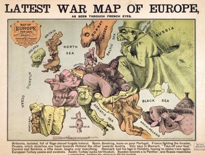 Karta över Europa som visar de rivaliserande supermakterna av Unbekannter Künstler