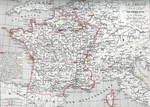 Karta över Frankrike under kung Ludvig XVI:s regeringstid från 1774 till 1793 (Karta över Frankrike under kung Ludvig XVI:s regeringstid) Plansch från "Atlas Universel" av Houze av Unbekannter Künstler