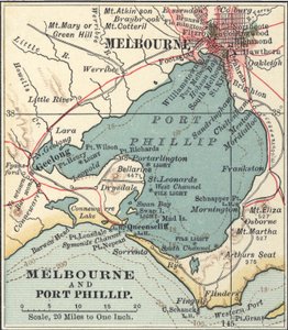 Karta över Melbourne, ca 1900 (gravyr) av Unbekannter Künstler