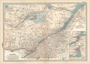 Karta över Quebec, Kanada, ca 1900 (gravyr) av Unbekannter Künstler