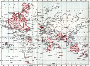 Karta över världen som visar brittiska ägodelar 1904. av Unbekannt