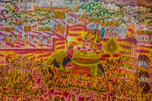 Miniatyrmålning från fortet i Jodhpur, Holi Festival, Mandawa, Rajasthan, Indien, Asien (foto) av Unbekannter Künstler