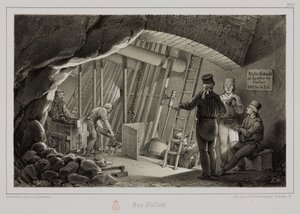 Gruvdrift, bensinstation för metallmalmer i en gruva, ca 1851 av Unbekannt