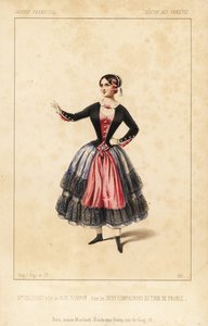 Fru Elisabeth Augustine Bressant som Nini Pompon i les Deux Compagnons du Tour de France av Lockroy och Wailly, Theatre des Varietes av Unbekannter Künstler