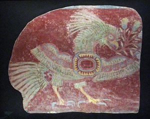 Väggmålningsfragment av en allegorisk quetzal, tidig klassisk period, 200–600 e.Kr. av Unbekannt