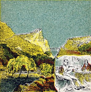 Napoleon I Bonaparte i exil på ön Sainte Helene. Gravyr i "Histoire de France". Serie reklambilder publicerade på uppdrag av Louit, 24 rue d