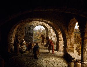 Födelsekyrka, födelsekyrka, diorama, Spanien, 1900-tal av William M. Timlin