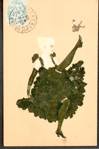 Gammalt vykort/fransk Cancan/Woman of the Belle Epoque av William M. Timlin
