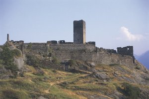 Gammel ruin af en bygning, Castello St. Germain, Montjovet, Valle D