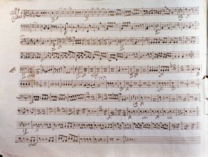 Sida med partitur av en Sinfonia concertante av Pleyel av Unbekannter Künstler