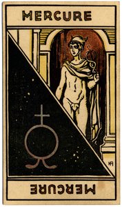 Paranormalt. Astrologi. Kvicksilverplanet). Astrologikort från: Le Tarot Astrologique (Astrologisk Tarot), av Georges Muchery, Frankrike av Unbekannter Künstler