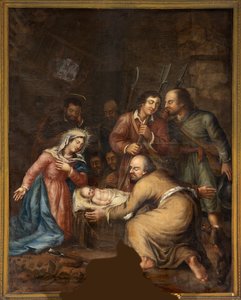 Församlingskyrka (Schendelbeke, församlingskyrka Sint-Amandus). Målning. av Unbekannter Künstler