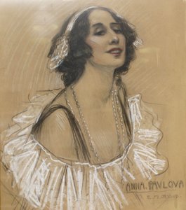 Pastellteckning av den ryska balettdansösen Anna Pavlova på London Jewish Cultural Centre, London, Storbritannien. av Unbekannt