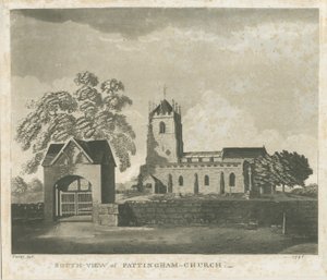 Pattingham Church: akvatintgravyr, 1796 av Unbekannt