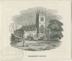 Penkridge Church: träsnittsgravyr och [?1800-talet] av Unbekannt