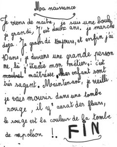 Foto av en text om moderskap gjord på en förskola i Paris 1960