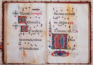 Piccolomini bibliotek: körbok, cod.13.O, ff. 59v-60r med "Foliated initial", av Venturino Mercati. av Unbekannter Künstler