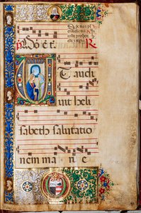 Piccolomini bibliotek: Körbok, torsk. 14.P., ff. 46r med "St. Elizabeth, av Giovanni di Giuliano Boccardi, känd som Boccardino den äldre. av Unbekannter Künstler