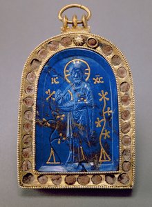 Bärbar ikon, förmodligen medeltida (lapis lazuli) av Unbekannt