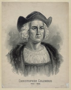 Porträtt av Christopher Columbus (1451 - 1506), ca 1892 (litografi) av Unbekannt