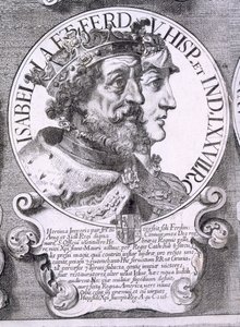 Porträtt av Isabella I och Ferdinand V av Kastilien (litho) av Unbekannt