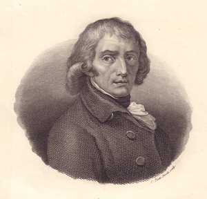 Porträtt av den italienske poeten Giuseppe Parini (1729-1799), kopparstick av Piotti från teckning av Andrea Appiani av William M. Timlin