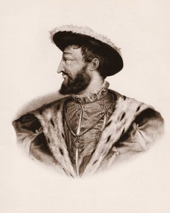 Porträtt av Frankrikes kung Francois I (1494-1547) Gravyr från 1800-talet av Unbekannter Künstler
