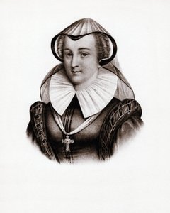Porträtt av drottningen av Frankrike Marie Stuart (Marie Iere av Skottland) (1542-1587). Gravyr från 1800-talet av Unbekannter Künstler