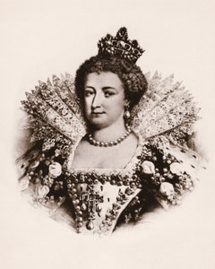Porträtt av drottningen av Frankrike Marie de Medicis (1576-1642) Gravyr från 1800-talet av Unbekannter Künstler