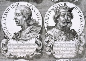 Porträtt av Fruela I och Aurelius av Asturien (litho) av Unbekannt