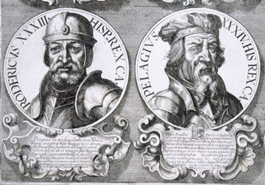 Porträtt av Roderic och Pelagius (litho) av Unbekannt