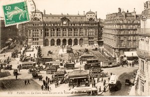 Vykort/Gare Saint Lazare/Paris/Seine/Ile de France/Frankrike av William M. Timlin