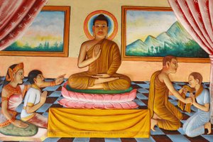 Preah Prom Rath Monastery Buddhas liv Buddha och hans son Rahula, Siem Reap, Kambodja av Unbekannt